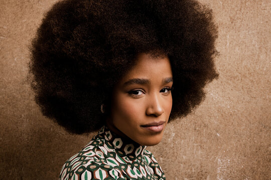 Beautiful black woman with afro hair