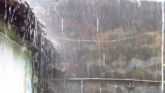 Junagadh, Gujarat-India June 12, 2023, Heavy rain and winds of Biparjoy cyclone. Heavy rainfall and thunderstorms due to Biparjoy Cyclone. Heavy to moderate rain with winds due to Biparjoy.
