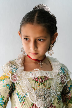 Girl in vintage costume for Valencia Fallas