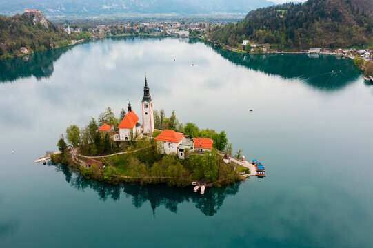 Church On An Island In A Lake