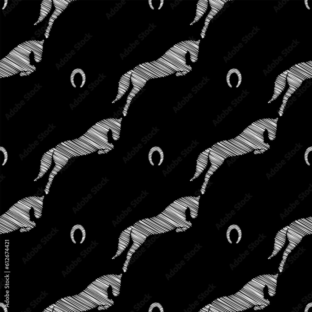 Poster Horse scribble vector pattern