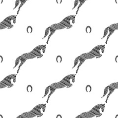 Horse scribble vector pattern