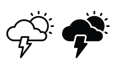 Thunder icon with outline and glyph style.