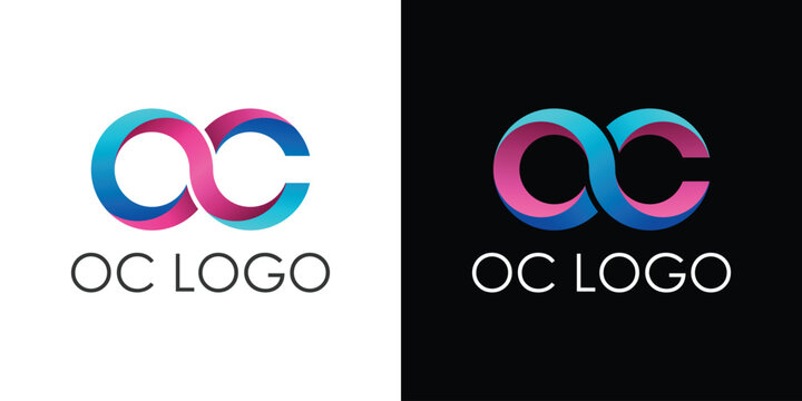 OC letter logo. Infinity colorful modern premium vector template