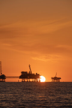 Oil Rigs at Sunset in Alabama