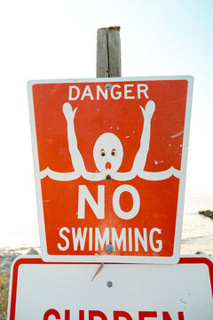 No Swimming Sign with Funny Googly Eyes
