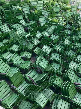 Green Garden Chairs in Famous Park in Paris 
