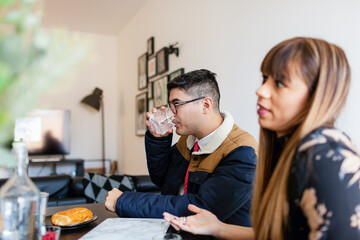 Business people meeting during breakfast