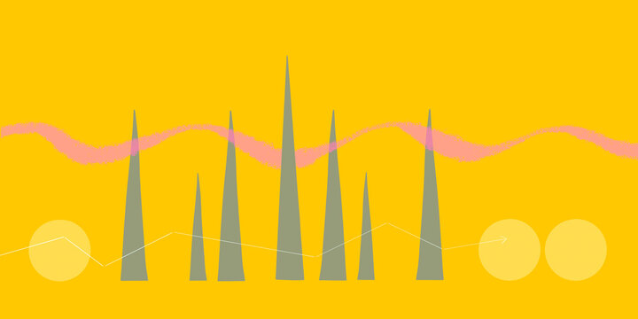 Graph with business data symbols