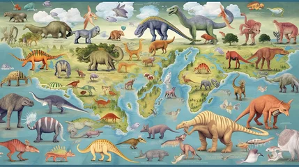 Foto op Plexiglas World map dinosaur age background. Generative AI. © AS Photo Family