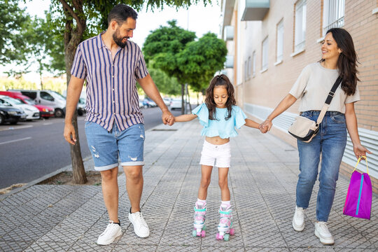 family walk outdoors