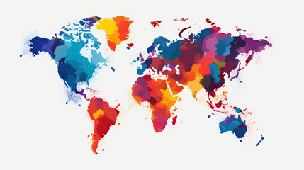 World map painting background. Generative AI.