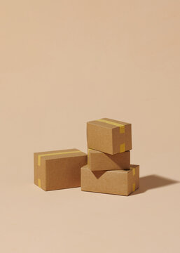 Bunch of express delivery carton boxes