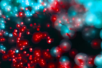 Bright red and blue fibre optic lights
