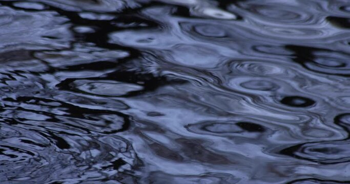 A slow motion of water surface on the pond