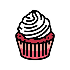 red velvet cupcake sweet food color icon vector. red velvet cupcake sweet food sign. isolated symbol illustration