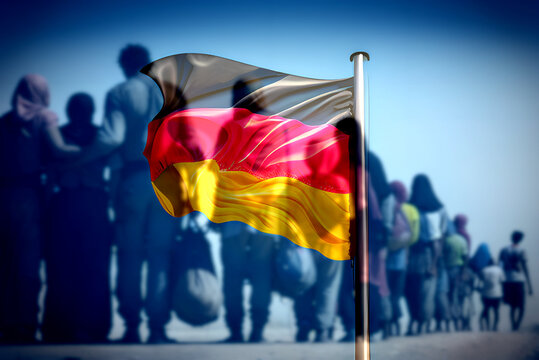 Eine Gruppe von Migranten geht nach Deutschland