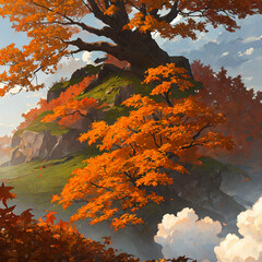 Obraz na płótnie Canvas 가을 나무, 낙엽, 풍경