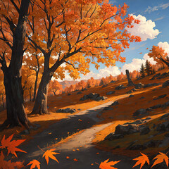 가을 나무, 낙엽, 풍경