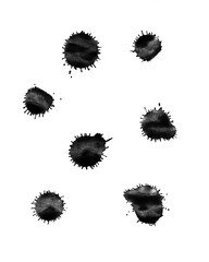 Black ink stains isolated on white background