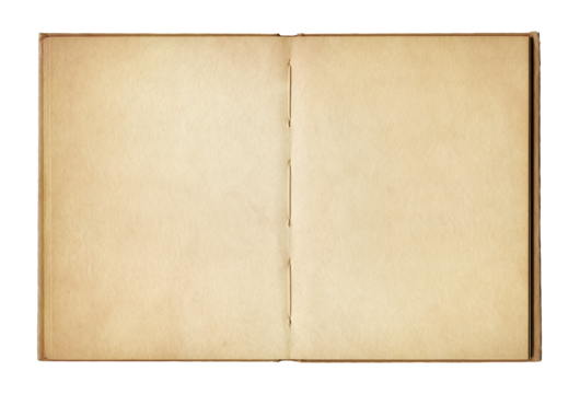 Vintage open book isolated on white background
