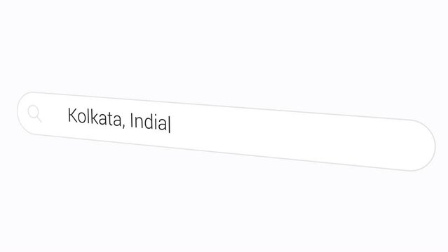 Typing Kolkata, India In Search Bar. City Of Joy. closeup