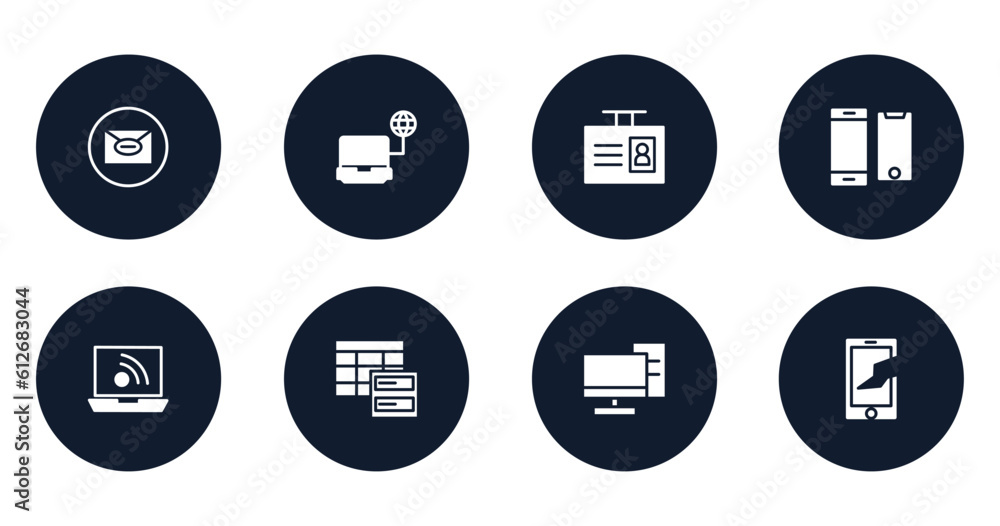 Aufkleber computer icons filled icons set. flat filled icons sheet included mail, computer connected to intern