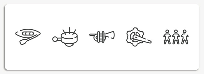 soccer outline icons set. thin line icons sheet included canoeing, ringer, ets, crank arm, football team vector.