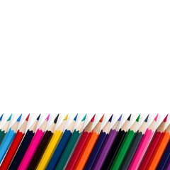 Colorful pencils in flat style on white.