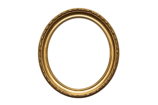 Golden Oval Picture Frame on Background, Generative AI