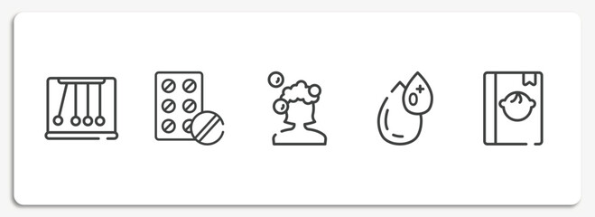 baby outline icons set. thin line icons sheet included momentum, antibiotic, hair wash, type 0, baby book vector.