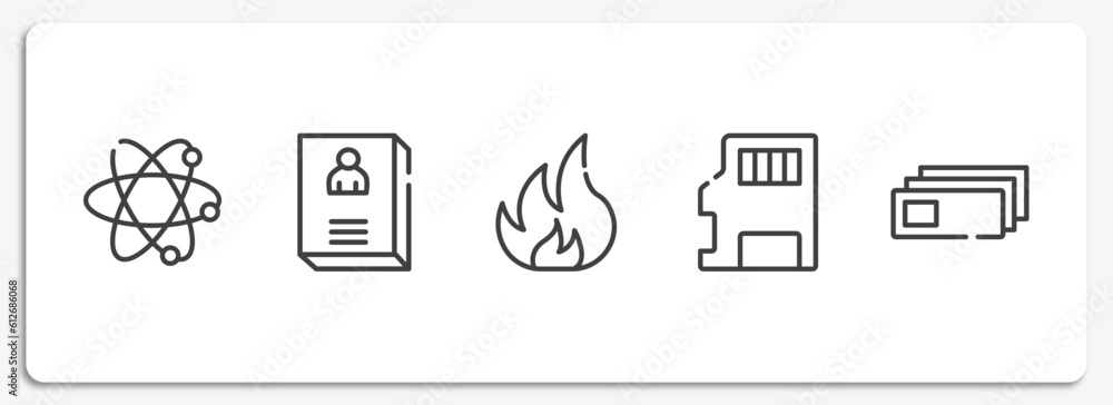 Aufkleber laboratory outline icons set. thin line icons sheet included atoms, biography, flammable, sd, micros