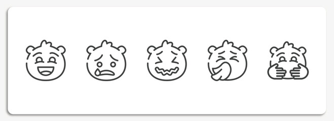 emoji outline icons set. thin line icons sheet included excited emoji, cry emoji, stress sneezing hugging vector.