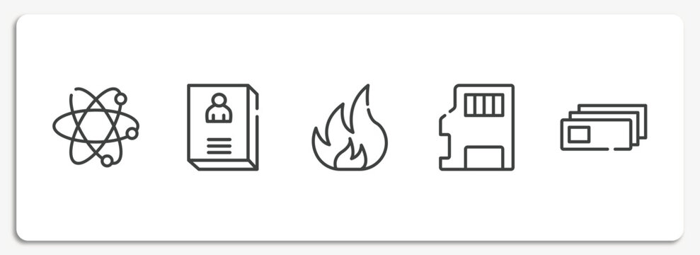 laboratory outline icons set. thin line icons sheet included atoms, biography, flammable, sd, microscope slides vector. - Powered by Adobe