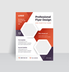 Dynamic Hexagon Flyer. Captivating Red, Black, and White Template for Your Business