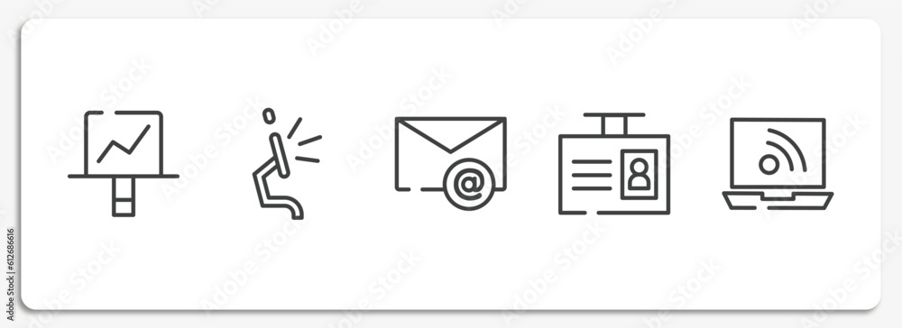 Aufkleber computer workers outline icons set. thin line icons sheet included screen canvas, screen flat side v