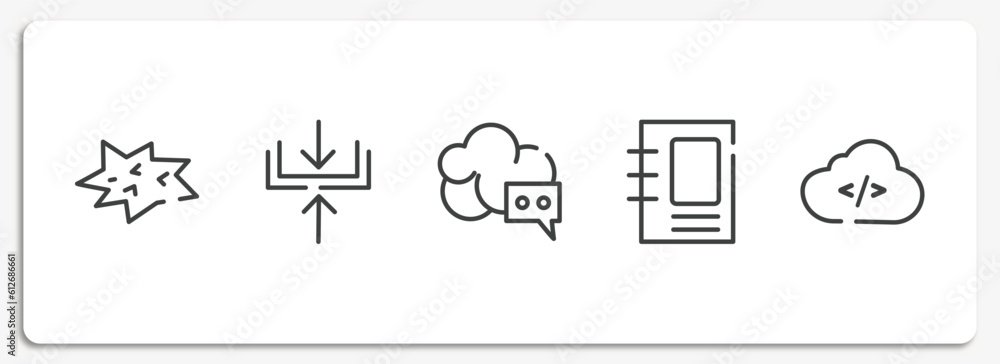 Aufkleber cloud technology outline icons set. thin line icons sheet included comic, compression, cloud messagi