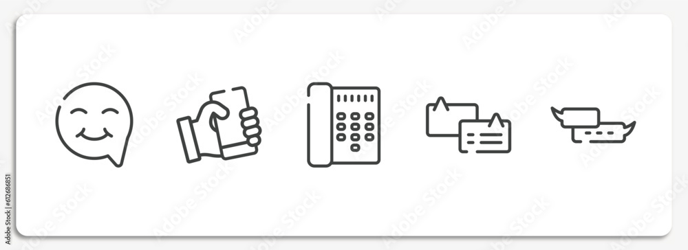 Canvas Prints chatting outline icons set. thin line icons sheet included smiley inside speech bubble, phone with hand, call director phone, chat bubbles with lines, small speech bubble vector.