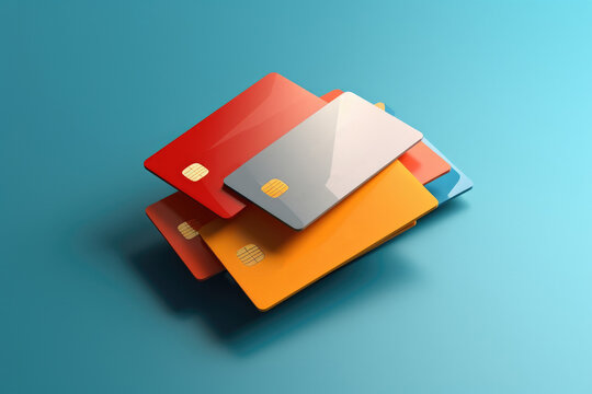 A Stack Of Credit Or Debit Cards Close Up View. Generated With AI Technology.