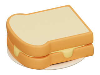 Traditional Nanyang style butter toast 3d icon illustration