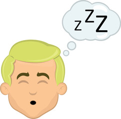 vector illustration blond man cartoon sleeping and dreaming