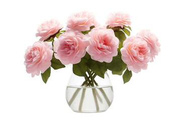 Rose Flowers in a Vase Isolated on Transparent Background. Generative AI