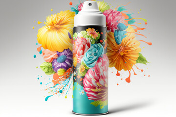 Floral air freshener. Aeir freshener spraying flowers. Generative AI.