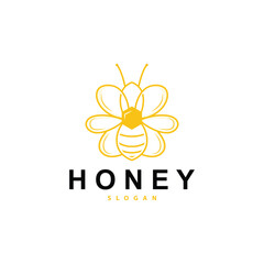 Honey Logo, Honey Bee Animal Vector, Livestock Design Simple Minimalist Icon Symbol Illustration