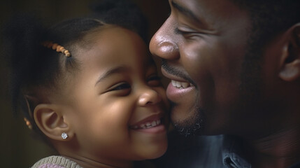 Generative AI image of a radiant daughter, beaming with joy as she looks at her father, epitomizing the heartwarming connection and unconditional love that define Father's Day's special bond.