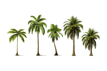 Set of Coconut Trees Isolated on Transparent Background. Generative AI - obrazy, fototapety, plakaty