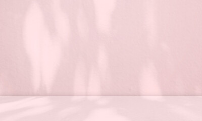 Obraz premium Abstract Pink Shadow Background 3d,Light Overlay Leaf Flower Spring on Wall Floor Table 
