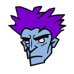 Cyber man with purple hair 