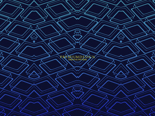 Premium background design with diagonal dark blue stripes pattern. Vector horizontal template, for digital lux business banner, contemporary formal invitation, luxury voucher, gift certificate, etc.