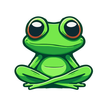Frog Serenity: Meditation with a Zen Frog - Embracing Relaxation and Nature in Playful Illustration